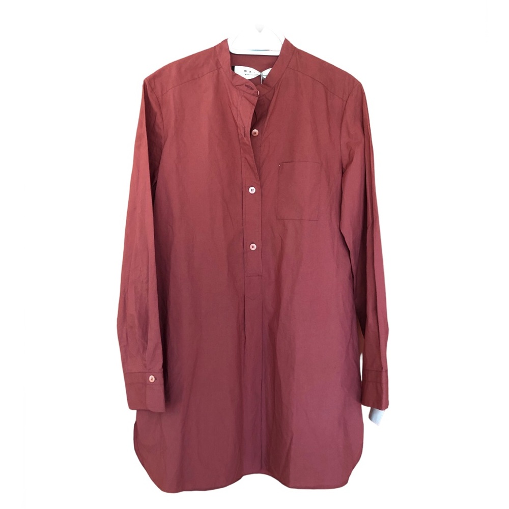 NWT MARNI Corean Cotton Maroon Shirt Dress size 42 Small-Medium